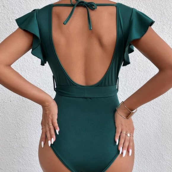 Sleeveless bandage bodysuit | Green | Small - Picture 2 of 7